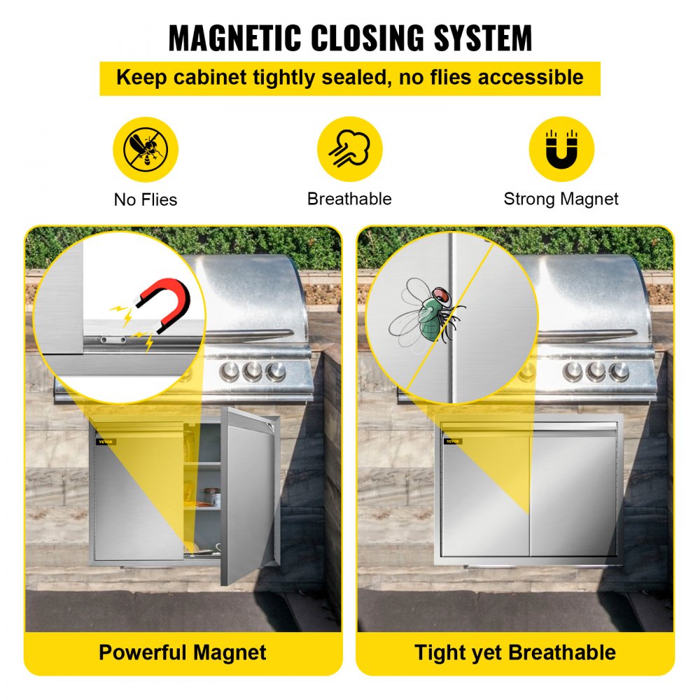 Vevor Porta Da Cucina Montaggio A Incasso Per Bbq Con Doppia Porta 81 X 53 Cm