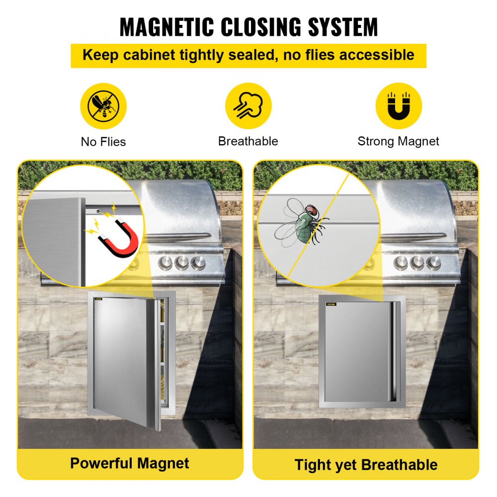 VEVOR Porta Cucina da Incasso per BBQ Apertura Singola da 43,2x61cm in Acciaio