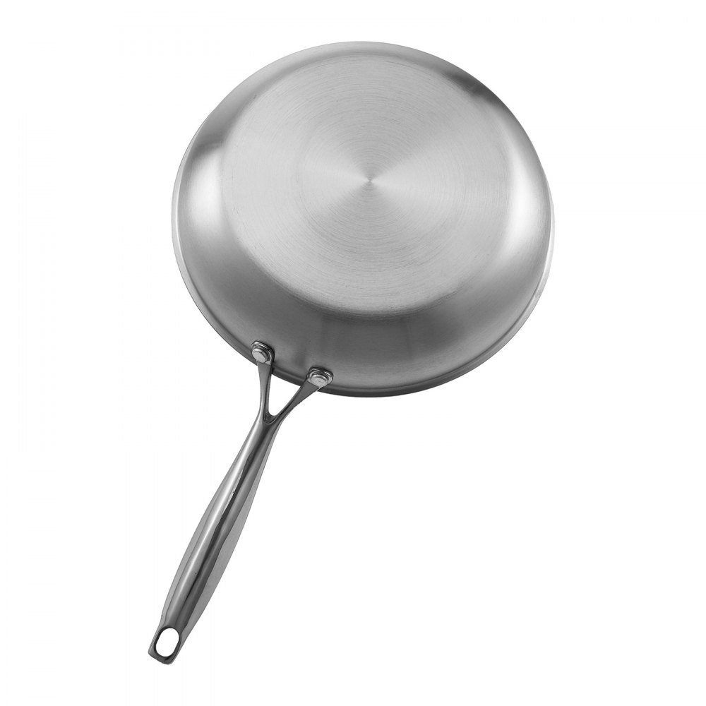 VEVOR Tri-Ply Stainless Steel Frying Pan, 3 Piece (240, 280, 320 mm), Cooking Skillet with Heat-Resistant Handle, Chef's Kitchen Cookware, Oven, Gas, Electric, Induction, Dishwasher Compatible, Silver