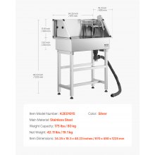 VEVOR Stazione di Lavaggio per Cani in Acciaio Inox da 86,36 cm con Rubinetto