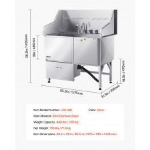 VEVOR Stazione di Lavaggio per Cani in Acciaio Inox 127 cm Rampa Porta Destra