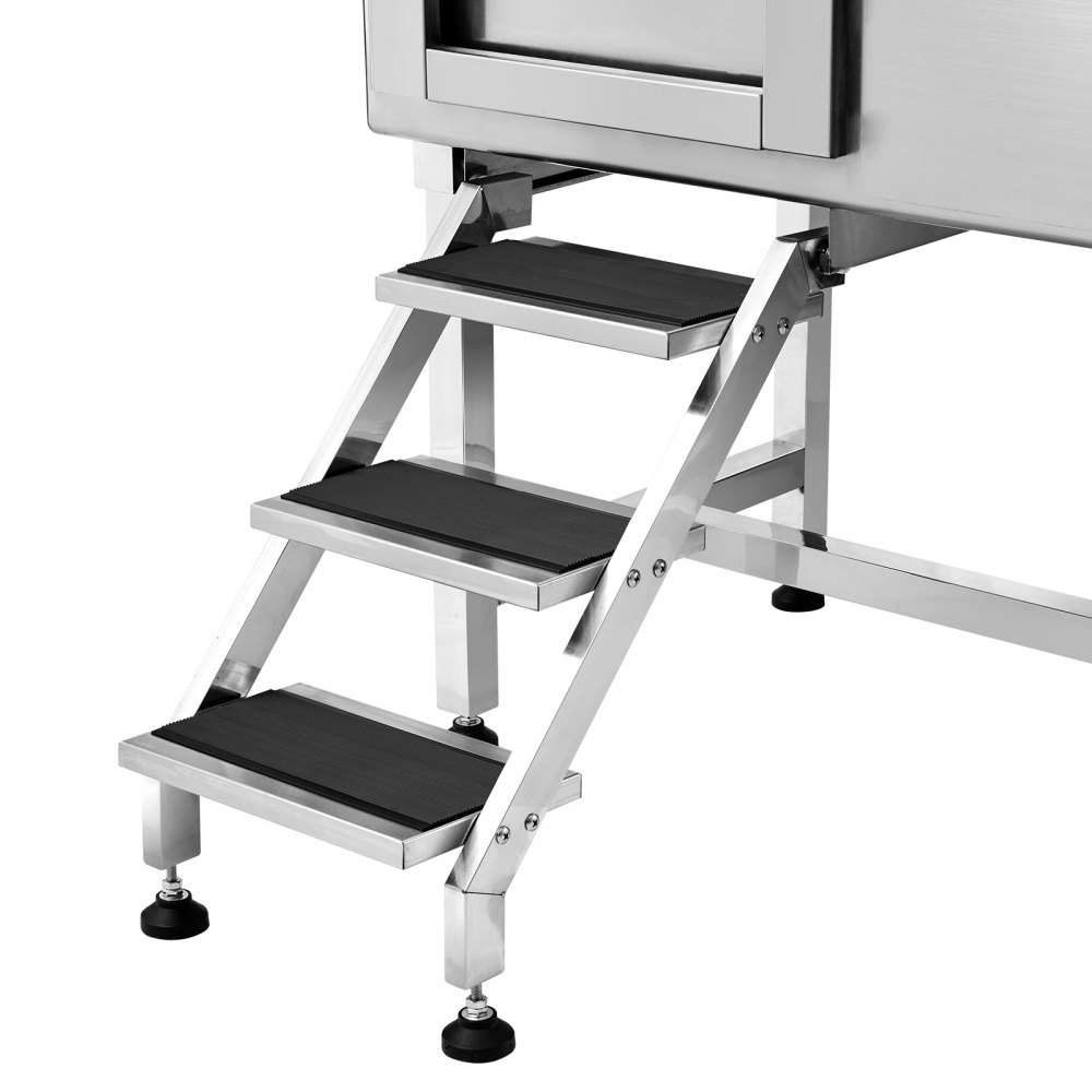 VEVOR Vasca da Bagno per Cani Stazione Vasca di Doccia per Animali Domestici in Acciaio Inox con Scale Lunghezza max.127 cm Carico max. circa 150 kg, Vasca Doccia per Toelettatura per Cani con Scale