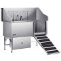 VEVOR Stazione di Lavaggio per Cani in Acciaio Inox, Vasca per Toelettatura per Animali Domestici di Grandi, Medie e Piccole Dimensioni da 154,94 cm con Rampa, Pannello Filtro Acqua, Porta Destra