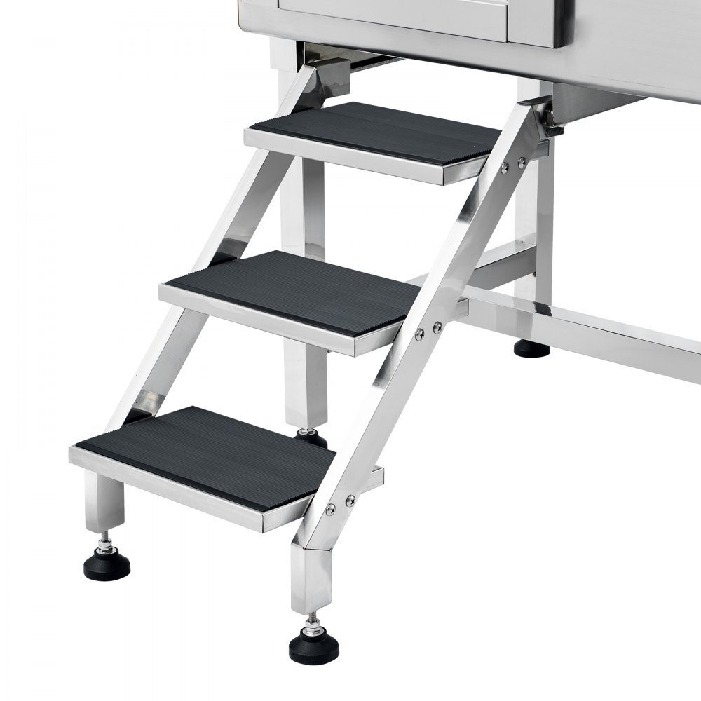 VEVOR Vasca da Bagno per Cani Animali Vasca di Doccia per Animali Domestici in Acciaio Inox con Scale Lunghezza max.157 cm Carico max. circa 200 kg, Vasca Doccia per Toelettatura per Cani con Scale