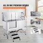 VEVOR Vasca da Bagno per Cani Animali Vasca di Doccia per Animali Domestici in Acciaio Inox con Scale Lunghezza max.157 cm Carico max. circa 200 kg, Vasca Doccia per Toelettatura per Cani con Scale