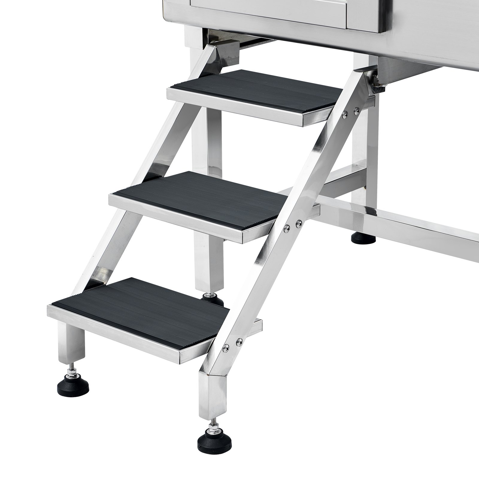 VEVOR Vasca da Bagno per Cani Animali Vasca di Doccia per Animali Domestici in Acciaio Inox con Scale Lunghezza max.157 cm Carico max. circa 200 kg, Vasca Doccia per Toelettatura per Cani con Scale