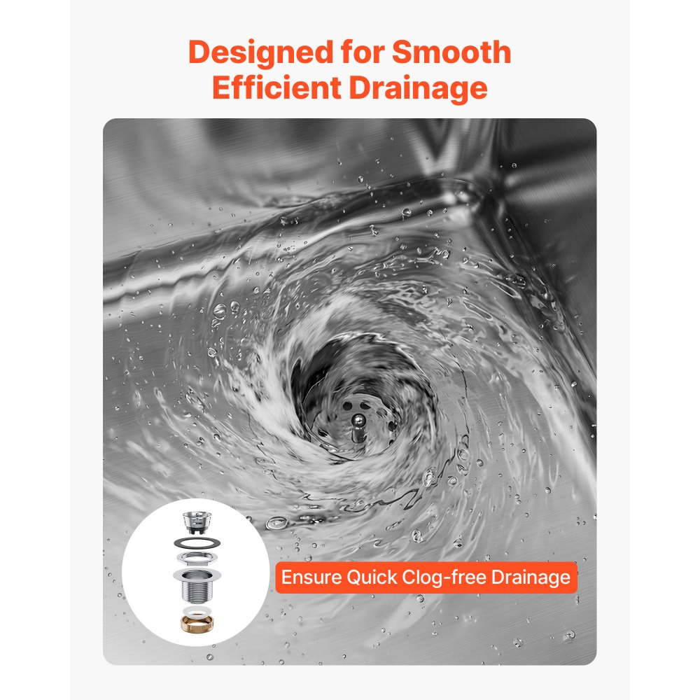 VEVOR Lavello da Cucina Commerciale in Acciaio Inox con 3 Lavandini Lavello Autoportante in Acciaio Inox 304 Lavandino Singolo 254x356x254 mm per Bar, Ristorante, Hotel, Cucina Commerciale