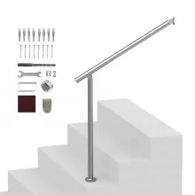 VEVOR Corrimano per Gradini Esterni, Kit Ringhiera Terrazza 80 cm Montato a Parete Pavimento, Ringhiere per Gradini con Kit Installazione, Kit Ringhiera per Veranda e Ringhiera per Terrazza, Argento
