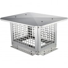 VEVOR Tappo per Canne Fumarie da Tetto in Acciaio Inossidabile Base Quadrata Accessori Inclusi, Coperchio Comignolo per Camino Antipioggia da Esterno Base 332x229 mm in Acciaio Inox, Tappo per Camino