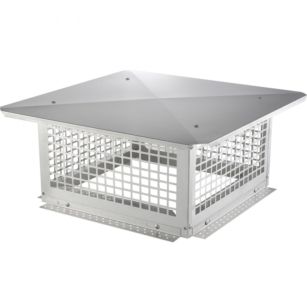 VEVOR Tappo per Canne Fumarie da Tetto in Acciaio Inossidabile Base Quadrata Accessori Inclusi, Coperchio Comignolo per Camino Antipioggia da Esterno Base 432x432 mm in Acciaio Inox, Tappo per Camino