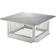VEVOR Tappo per Canne Fumarie da Tetto in Acciaio Inossidabile Base Quadrata Accessori Inclusi, Coperchio Comignolo per Camino Antipioggia da Esterno Base 432x432 mm in Acciaio Inox, Tappo per Camino