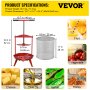 VEVOR Pressa per Vino da Frutta con Cestello 14 L in Acciaio Inox, Estrattore Rosso, Torchietto Manuale per Spremere Vari Tipi di Frutta, Verdure, Prodotti erboristici, Miele, Formaggio e Olio d'Oliva