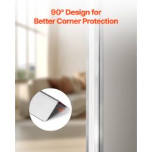 VEVOR Paraspigoli in Acciaio Inox 38 x 38 x 1217 mm, Confezione da 10 pezzi, Profilo Angolare per Muro a 90° con Nastro Adesivo, Protezione dagli Urti per Pareti di Soggiorno, Ufficio