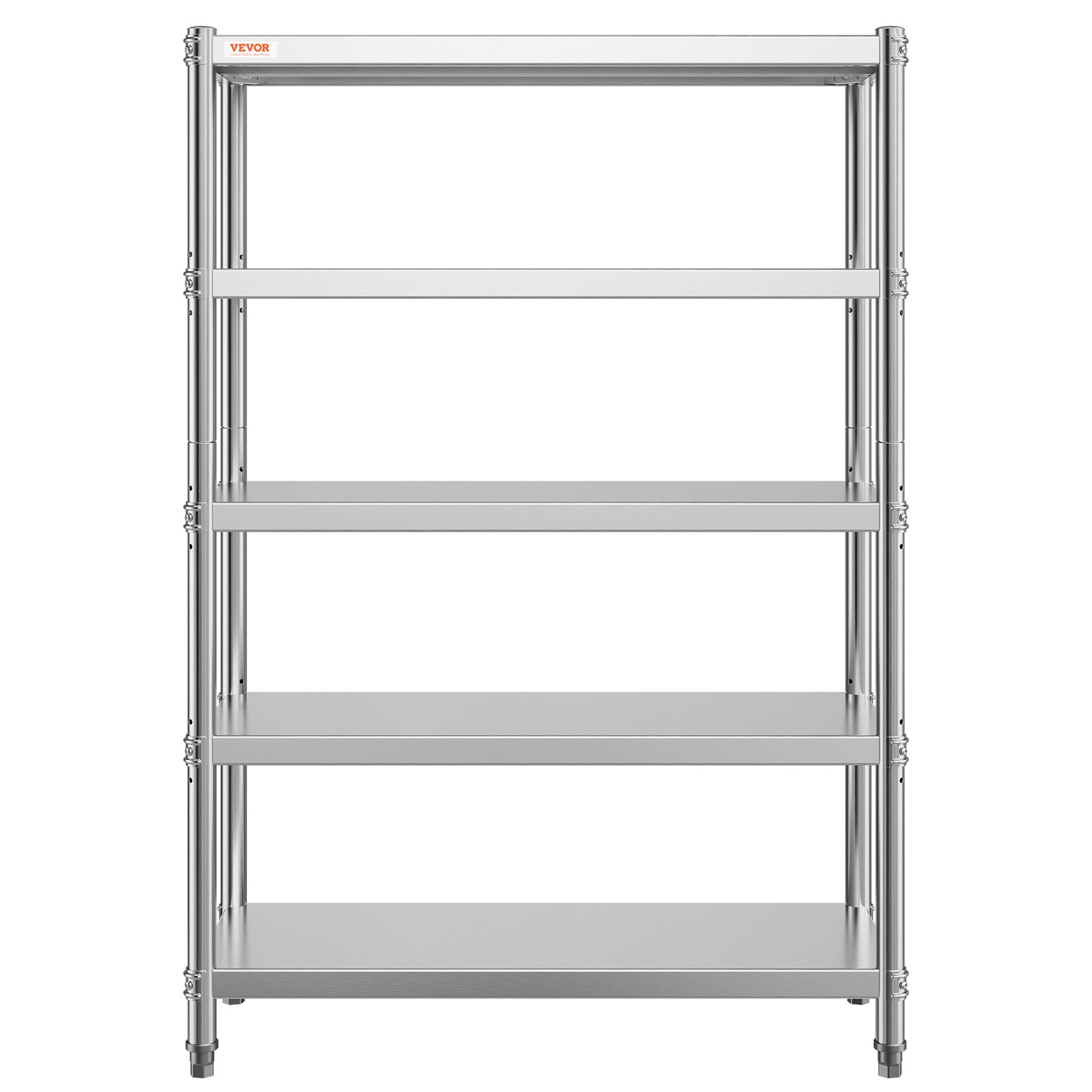 VEVOR Scaffale in Acciaio Inox 5 Ripiani Regolabili 1200x455x1830 mm Scaffalatura Portata 150 kg per Ripiano, Resistente per Cucina, Garage, Magazzino e Officina