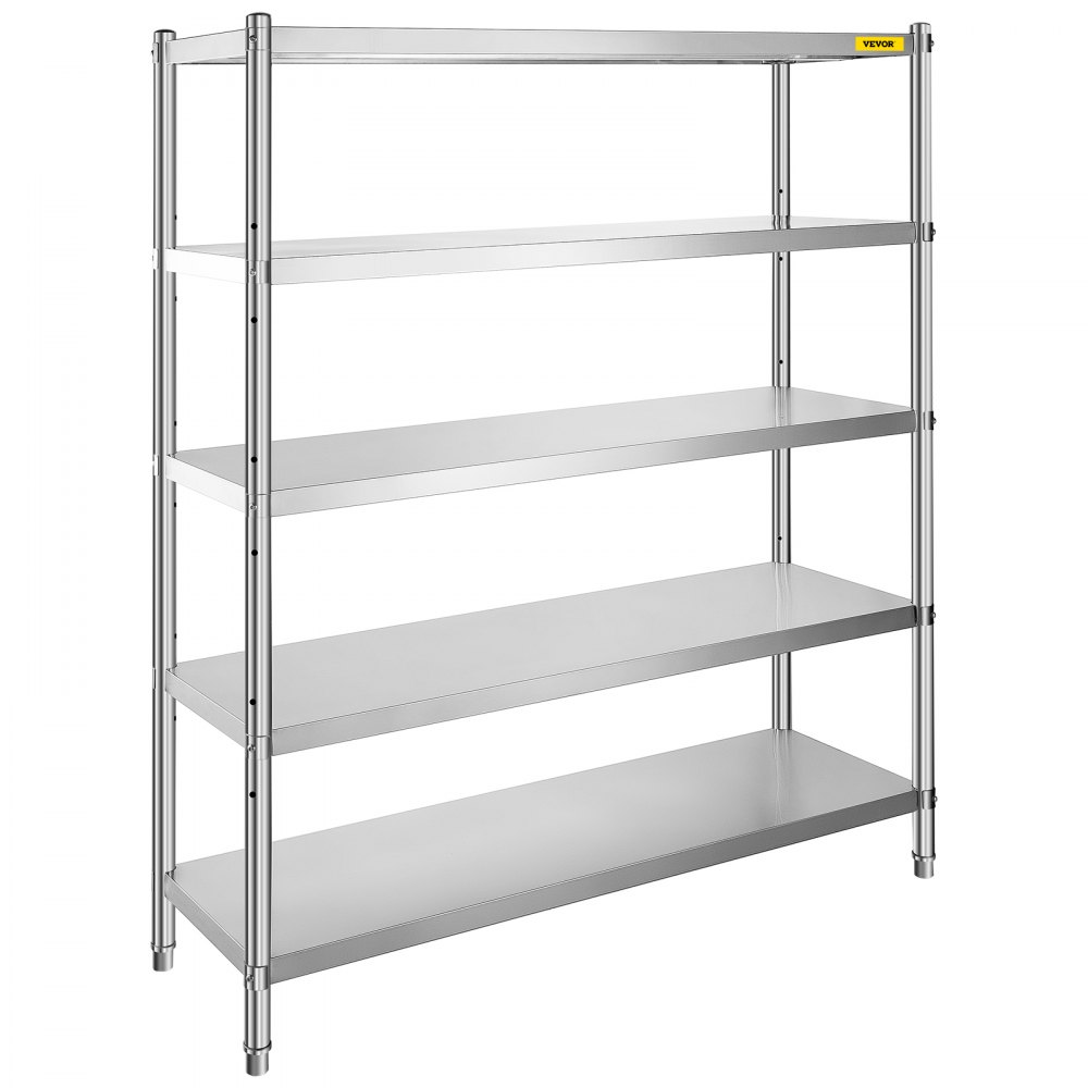 Scaffale Acciaio 60x18,5 Pollici Scaffale Per Cucina Scaffalatura 5 Ripiani