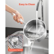VEVOR Casseruola da Cucina, Capacità da 1,42L con Coperchio in Vetro con Manico Ergonomico, Pentola per Zuppa Latte Verdure in Acciaio Inox, Casseruola da Cucina