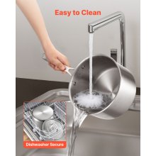 VEVOR Casseruola da Cucina, Capacità da 3,79 L con Coperchio in Vetro con Manico Ergonomico, Pentola per Zuppa Latte Verdure in Acciaio Inox, Casseruola da Cucina