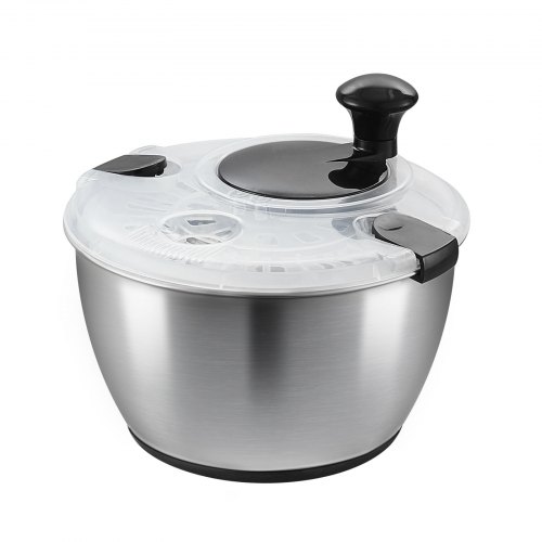 Centrifuga Per Insalata Kiseely In Acciaio Inox 304 - Capacità 4.2 Qt, Asciuga Verdure Velocemente, Con Freno E Base Antiscivolo
