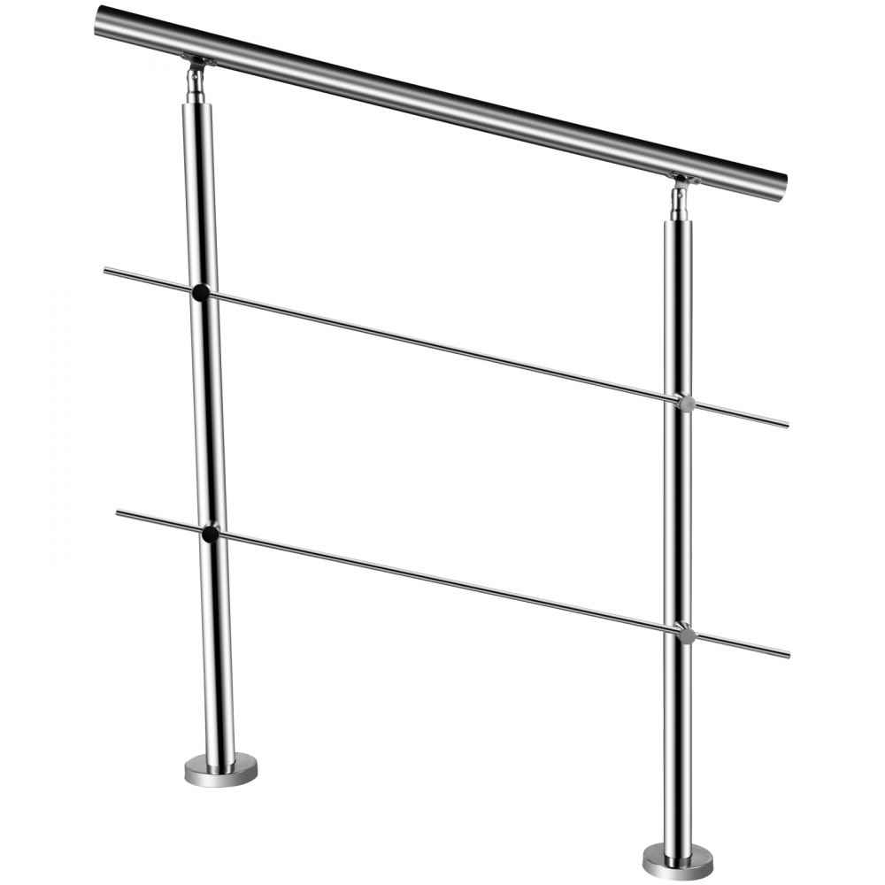 Vevor Corrimano Scala In Acciaio Inox 2 Barre Trasversali Ringhiera Da 150cm