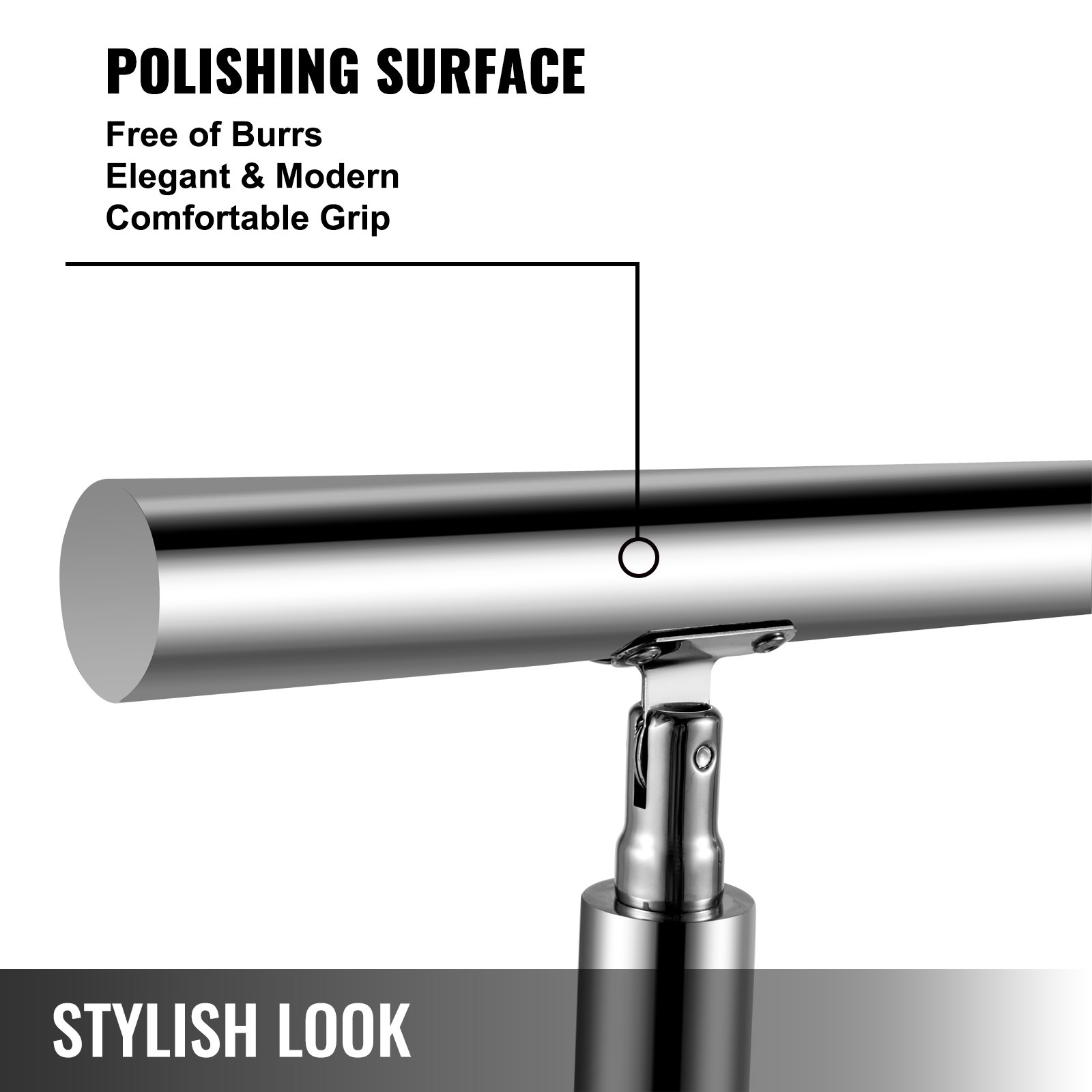 Vevor Corrimano Scala In Acciaio Inox 2 Barre Trasversali Ringhiera Da 150cm