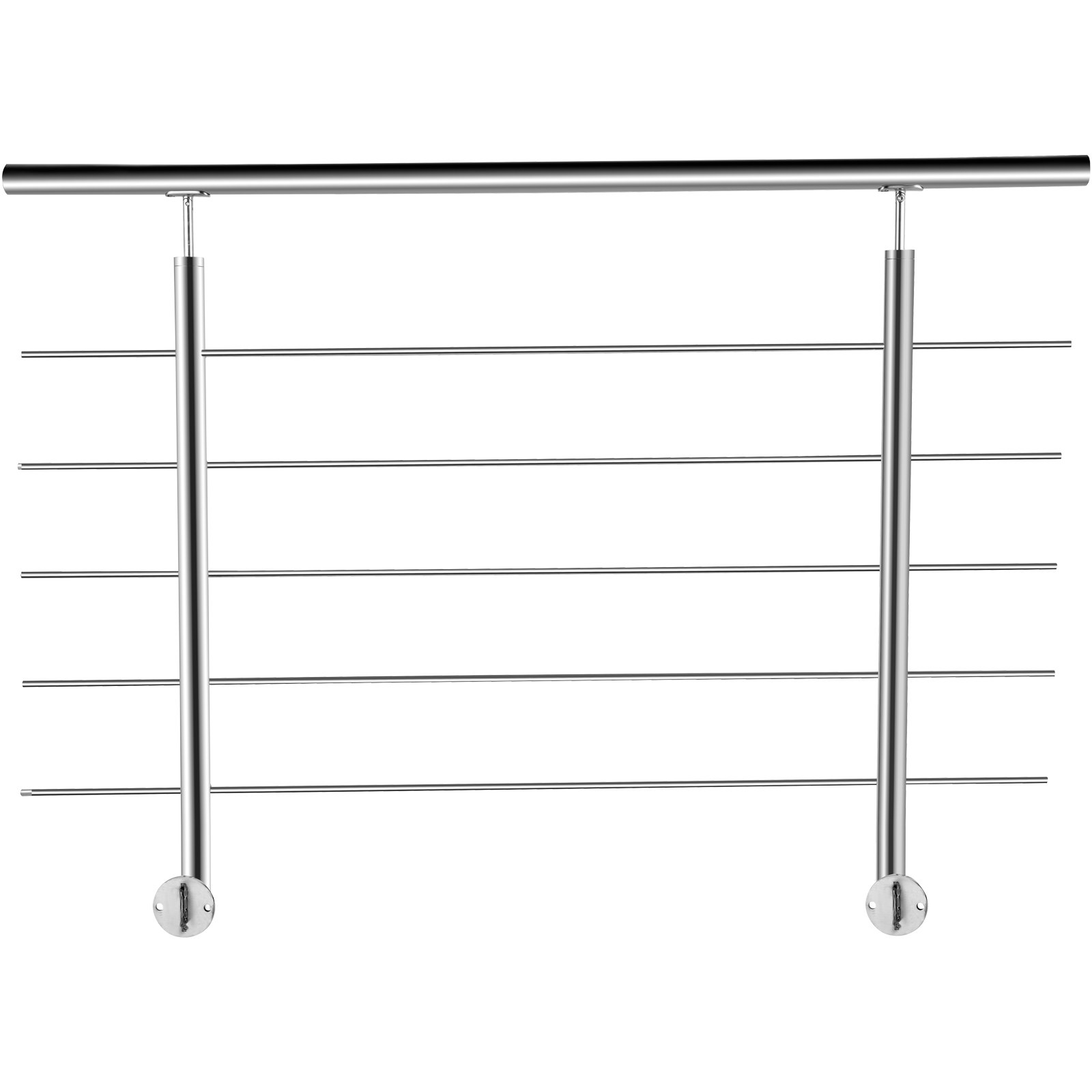 VEVOR 100-104cm Ringhiera per Scale Interne ed Esterne in Acciaio Inossidabile, Corrimano Scala a 5 Barre Trasversali Lunghezza Tubo da 150cm e Altezza, Balaustra Parapetto Uso Balconi e Cortili