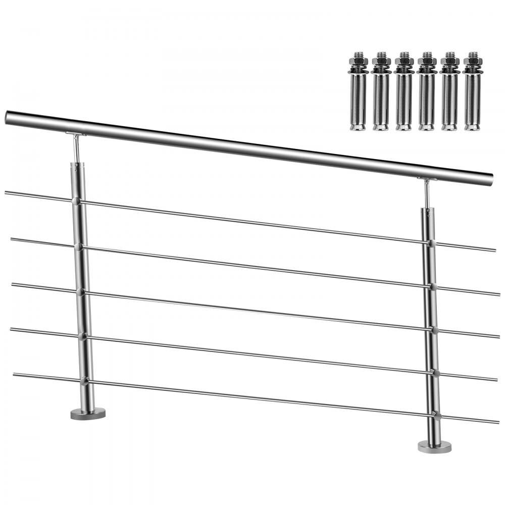 VEVOR Vevor Ringhiera Per Scale In Acciaio Inox Corrimano Scala A 5 Barre  Tubo 150cm