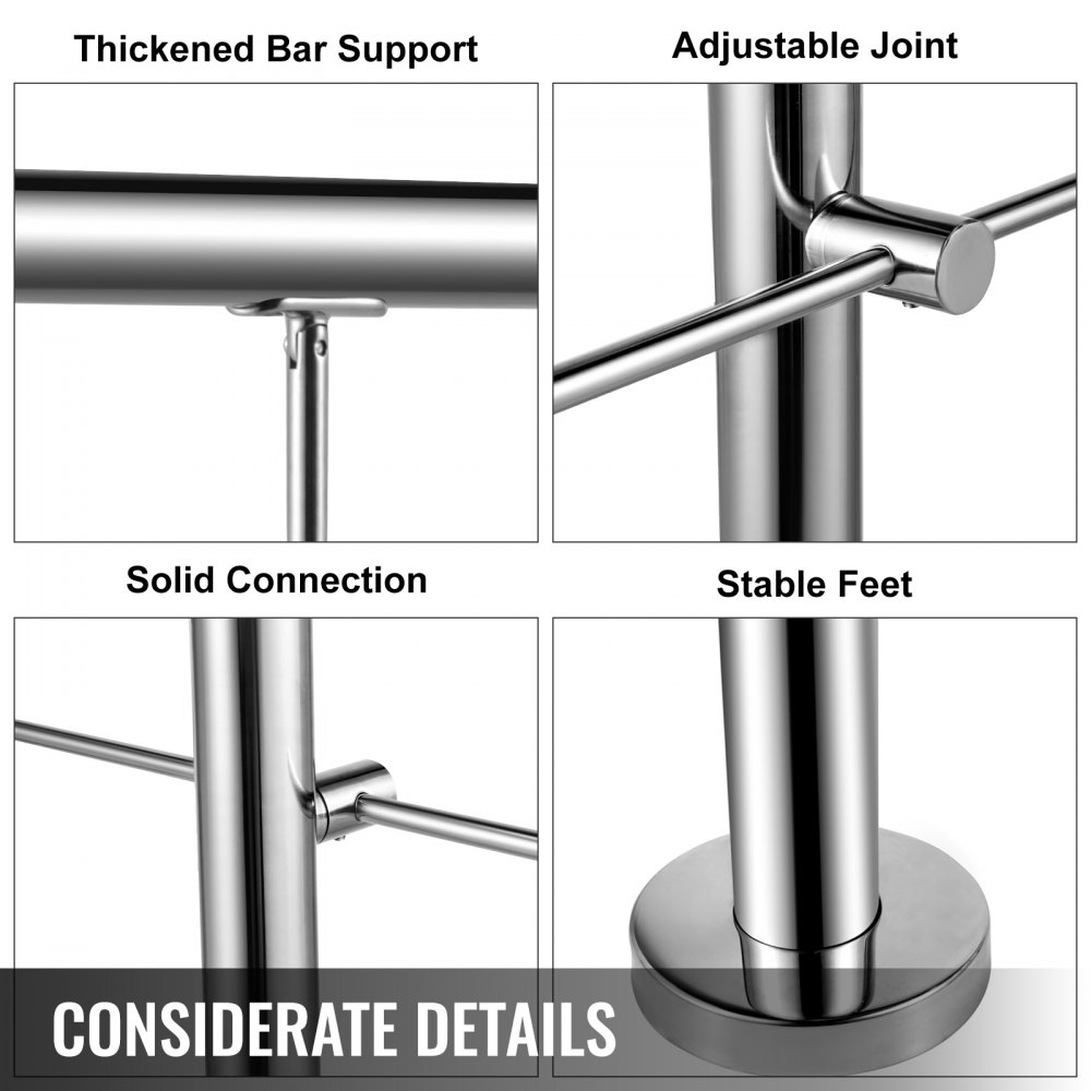 Vevor Ringhiera Per Scale In Acciaio Inox Corrimano Scala A 5 Barre Tubo 150cm