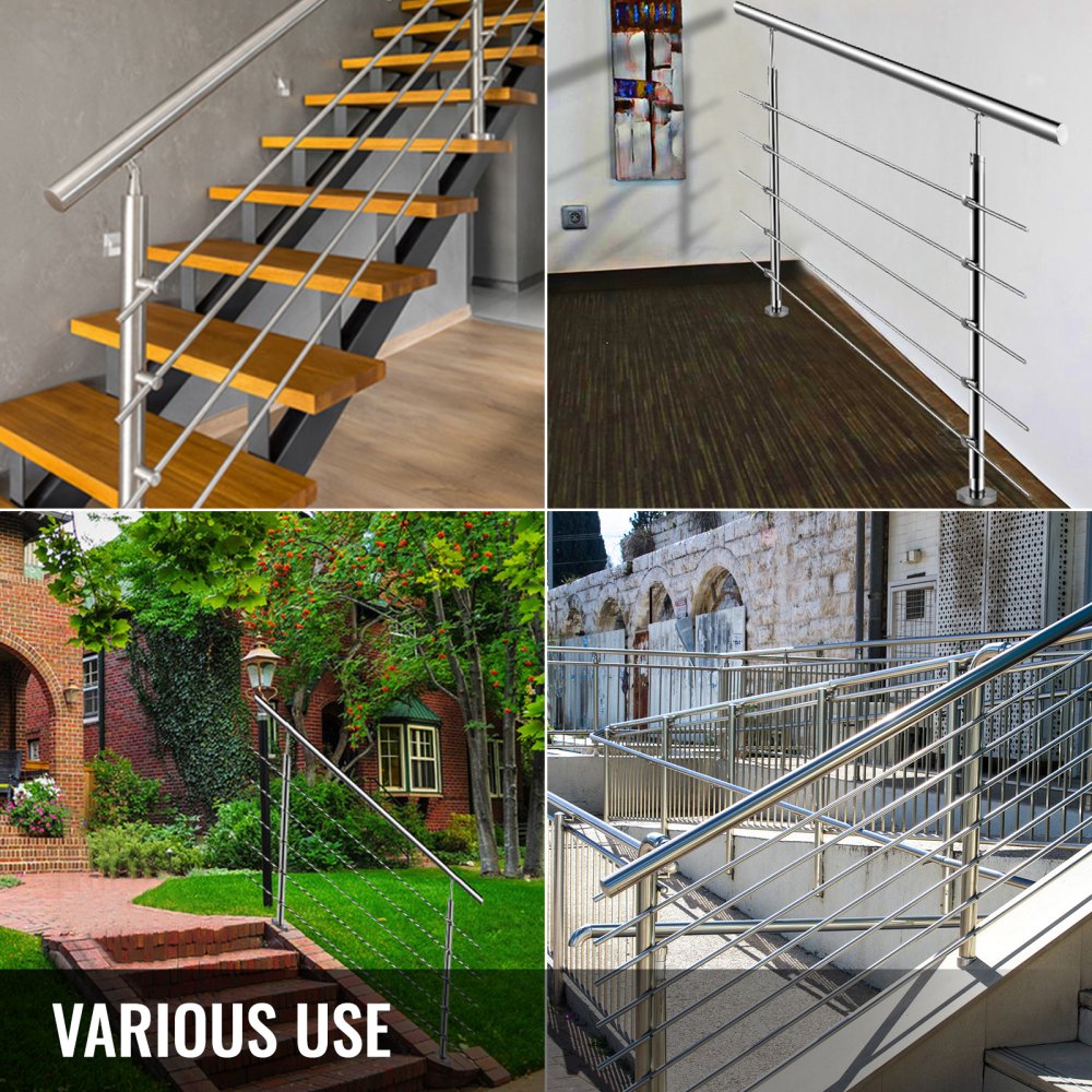 Vevor Ringhiera Per Scale In Acciaio Inox Corrimano Scala A 5 Barre Tubo 150cm