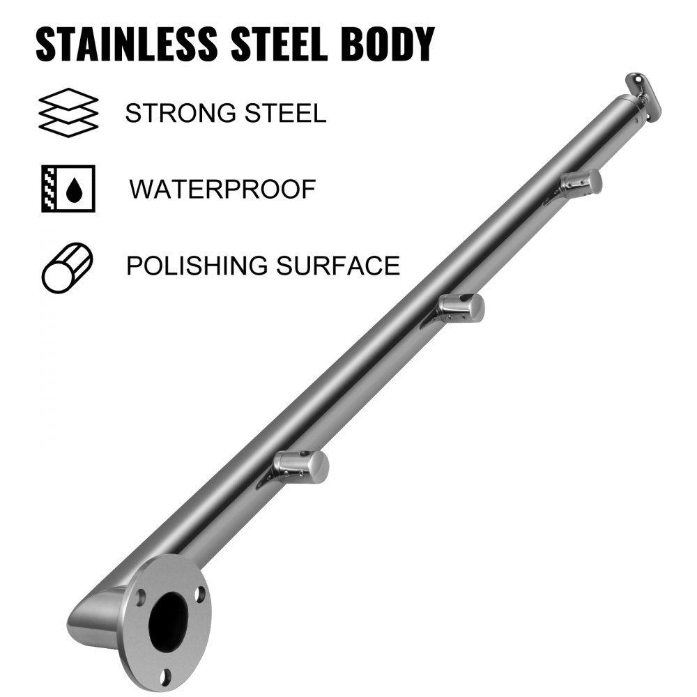 Vevor Ringhiera Scala Ad Angolo In Acciaio Inox 3 Barre Trasversali Altezza 90cm