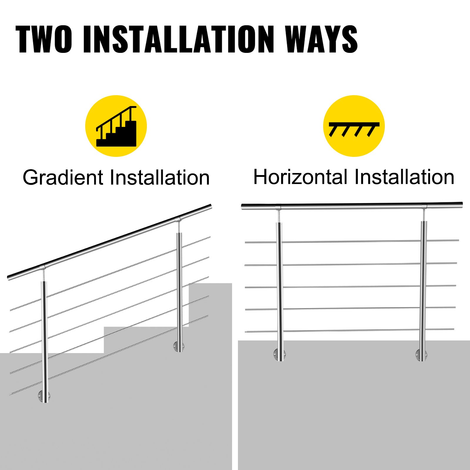 Vevor Ringhiera Scala Ad Angolo In Acciaio 5 Barre Trasversali Altezza 100 Cm