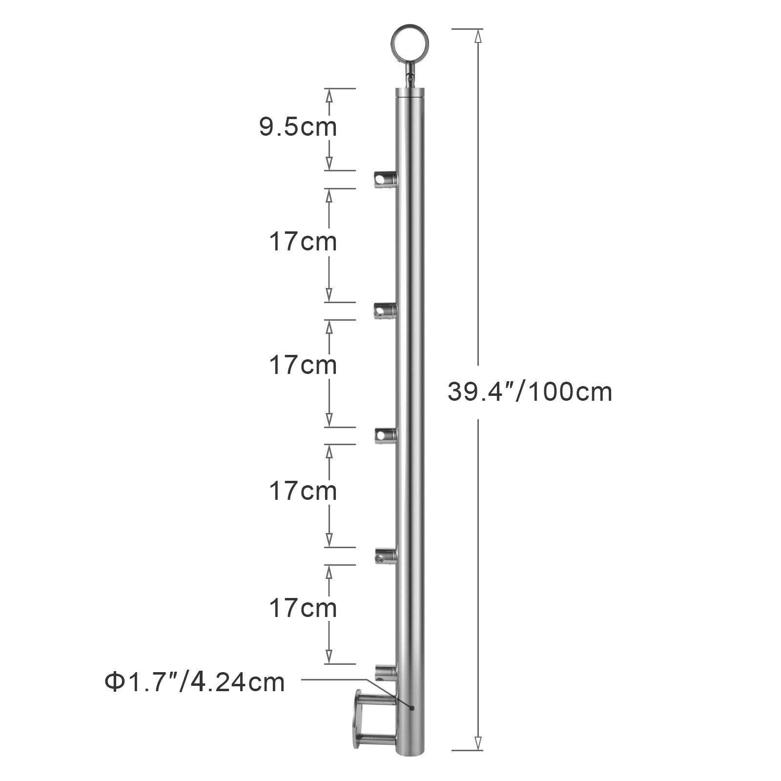Vevor Ringhiera Scala Ad Angolo In Acciaio 5 Barre Trasversali Altezza 100 Cm