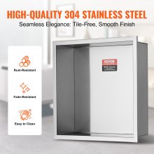 VEVOR Nicchia da Incasso per Bagno 33,02x33,02 cm, Nicchia Doccia a Parete Doppio Ripiano in Acciaio Inox 304 Sigillato, Nicchia da Incasso da Muro in Acciaio Inox per Riporre Sapone Doccia, Argento