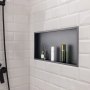 VEVOR Nicchia per Doccia, 33,0 x 63,5 x 10,2 cm, Nicchia Durevole in Acciaio Inossidabile da Incasso a Parete, Robusto Porta Sapone e Shampoo, Sigillato Impermeabile, Singolo Strato, Nero