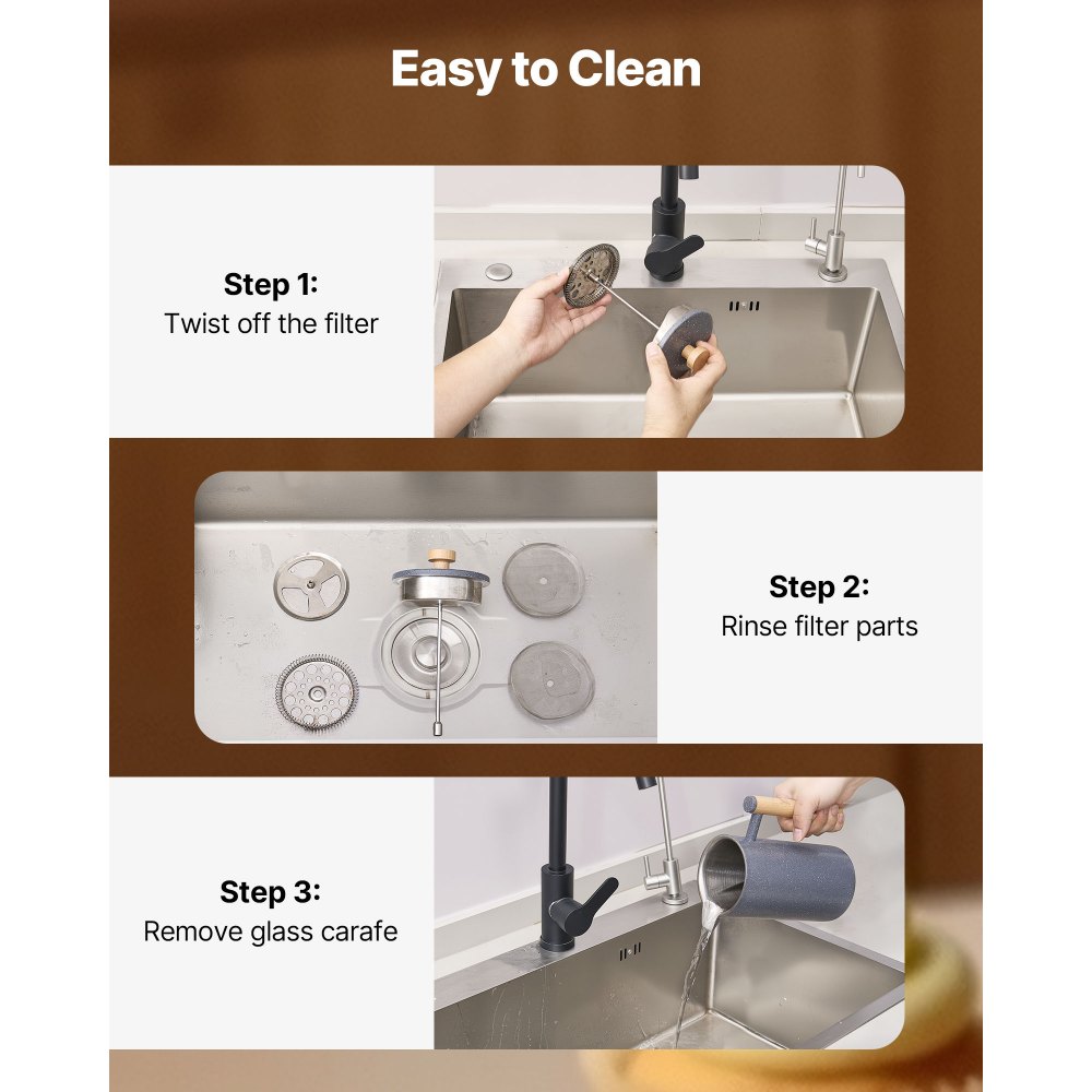 VEVOR French Press Coffee Maker, 1 Liter Stainless Steel Coffee Press Tea Maker with Filter, Large Double Wall Insulated French Presses Cold Brew for Camping Travel Home Kitchen, Black