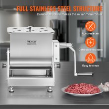 VEVOR Impastatrice Manuale per Carne con Coperchio Serbatoio Inclinabile 40 L