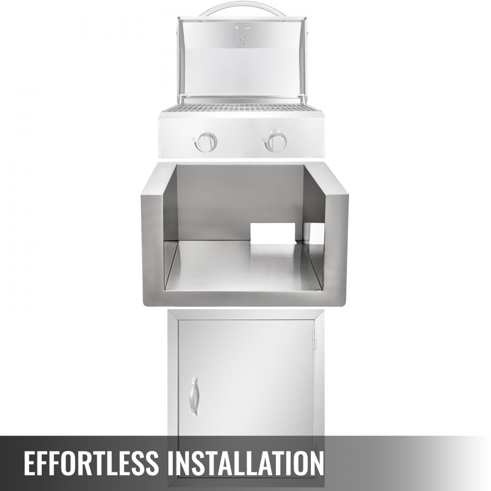 VEVOR Inserto per Barbecue a Gas in Acciaio Inossidabile 304, Rivestimento Antiaderente Argento da 368 x 584 x 248 mm, Cappa a Gas per Grill BBQ per Protezione da Cucina all'Aperto e Isola Barbecue