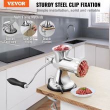 VEVOR Tritacarne Manuale in Acciaio Inossidabile da Tavolo 2 Modi di Fissaggio Ventosa Morsetto per Preparazione di Salsicce Polpette Salumi, Tritacarne Manuale in Acciaio Inox da Tavolo Calibro #8