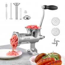 VEVOR Tritacarne Manuale in Acciaio Inossidabile 304 Fissaggio a Morsetto da Tavolo per Preparazione di Salsicce Salumi Polpette, Tritacarne Manuale da Tavolo Acciaio Inox Uso Alimentare Calibro #12