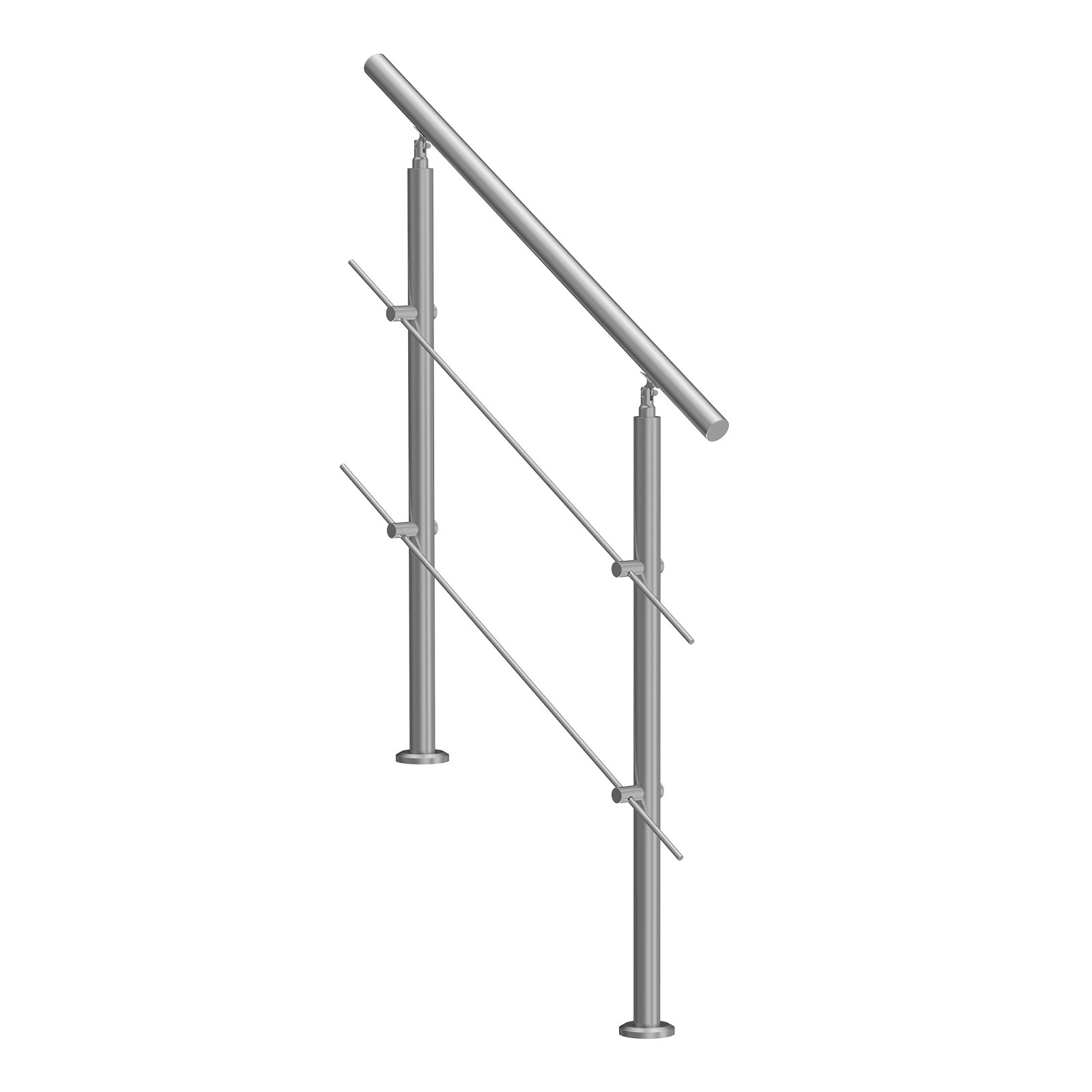 VEVOR Corrimano per Gradini Esterni, Kit Corrimano per Scale 2 Traverse 100 cm Lunghezza, Ringhiere Transizione Acciaio Inox Kit Installazione, Corrimano Scale Doppia Colonna per Veranda e Terrazza