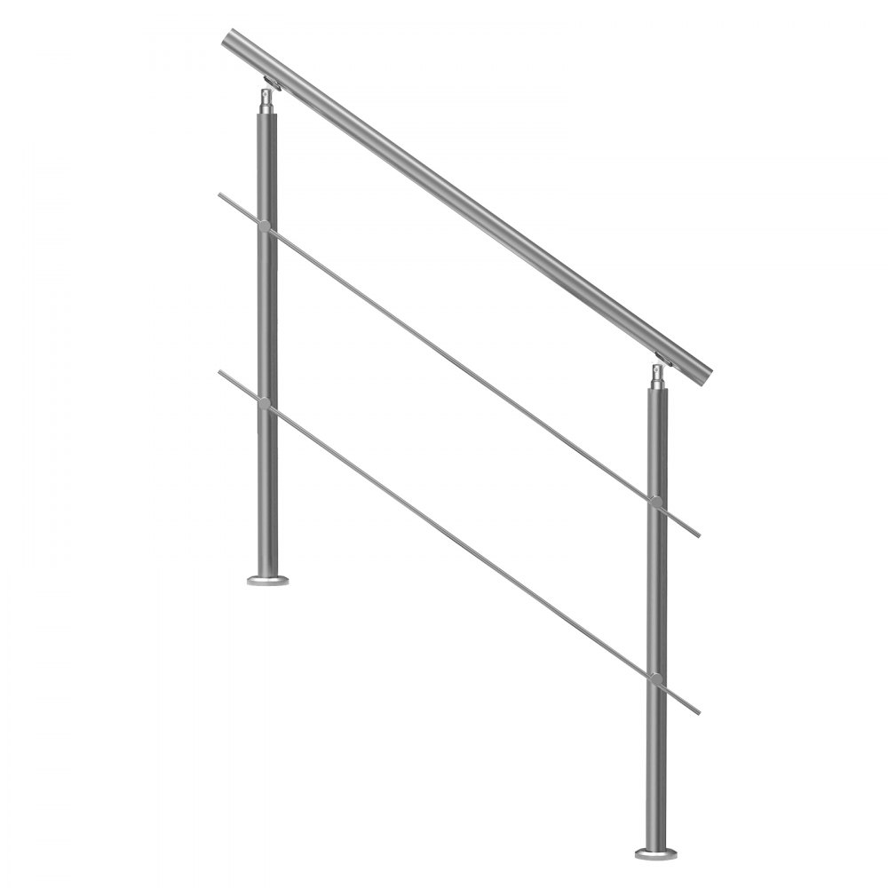 VEVOR Corrimano per Gradini Esterni, Kit Corrimano per Scale 2 Traverse 120 cm Lunghezza, Ringhiere Transizione Acciaio Inox Kit Installazione, Corrimano Scale Doppia Colonna per Veranda e Terrazza
