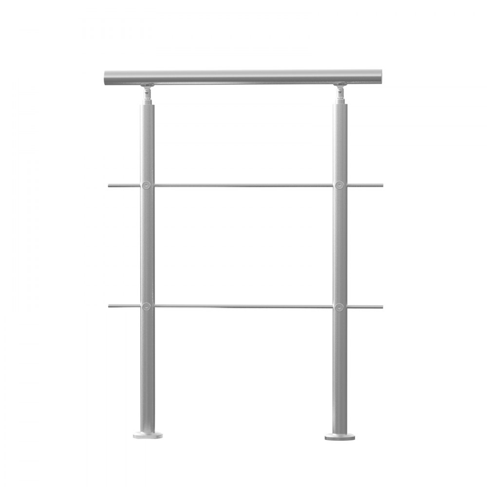 VEVOR Corrimano per Gradini Esterni, Kit Corrimano per Scale 2 Traverse 80 cm Lunghezza, Ringhiere Transizione Acciaio Inox Kit Installazione, Corrimano Scale Doppia Colonna per Veranda e Terrazza