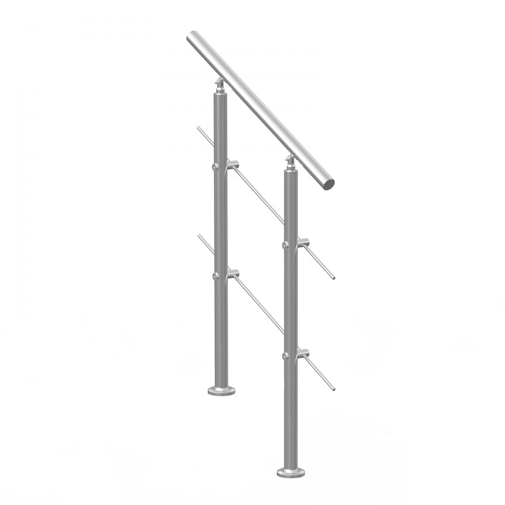 VEVOR Handrails for Outdoor Stairs, 80 cm Length, 2 Crossbars, Stair Handrail Set, Stainless Steel Transition Railing with Mounting Kit, Double-Post Stair Handrails for Seniors, Porch and Terrace