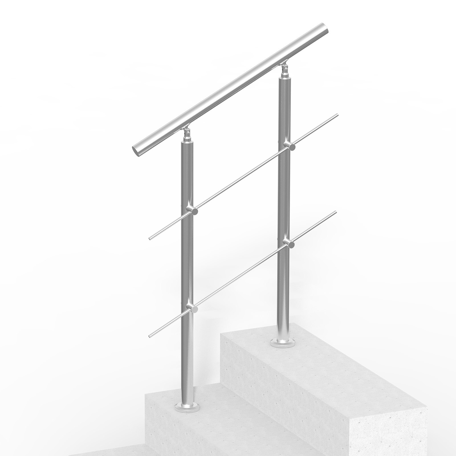 VEVOR Handrails for Outdoor Stairs, 80 cm Length, 2 Crossbars, Stair Handrail Set, Stainless Steel Transition Railing with Mounting Kit, Double-Post Stair Handrails for Seniors, Porch and Terrace