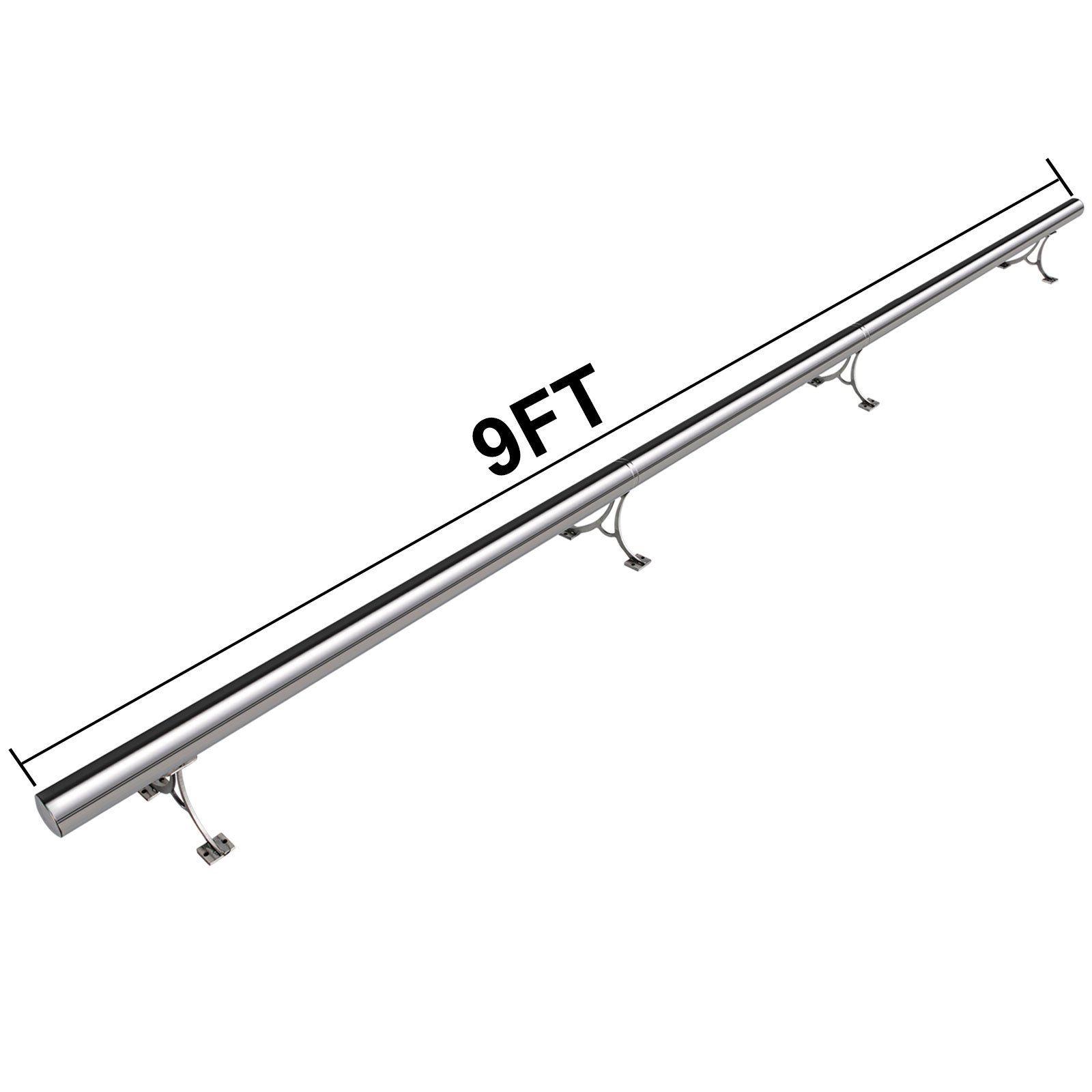 Kit Bar Piedi Calpestati Binario Acciaio Piedi Bar Kit Tubo 9 Piedi Con Staffa