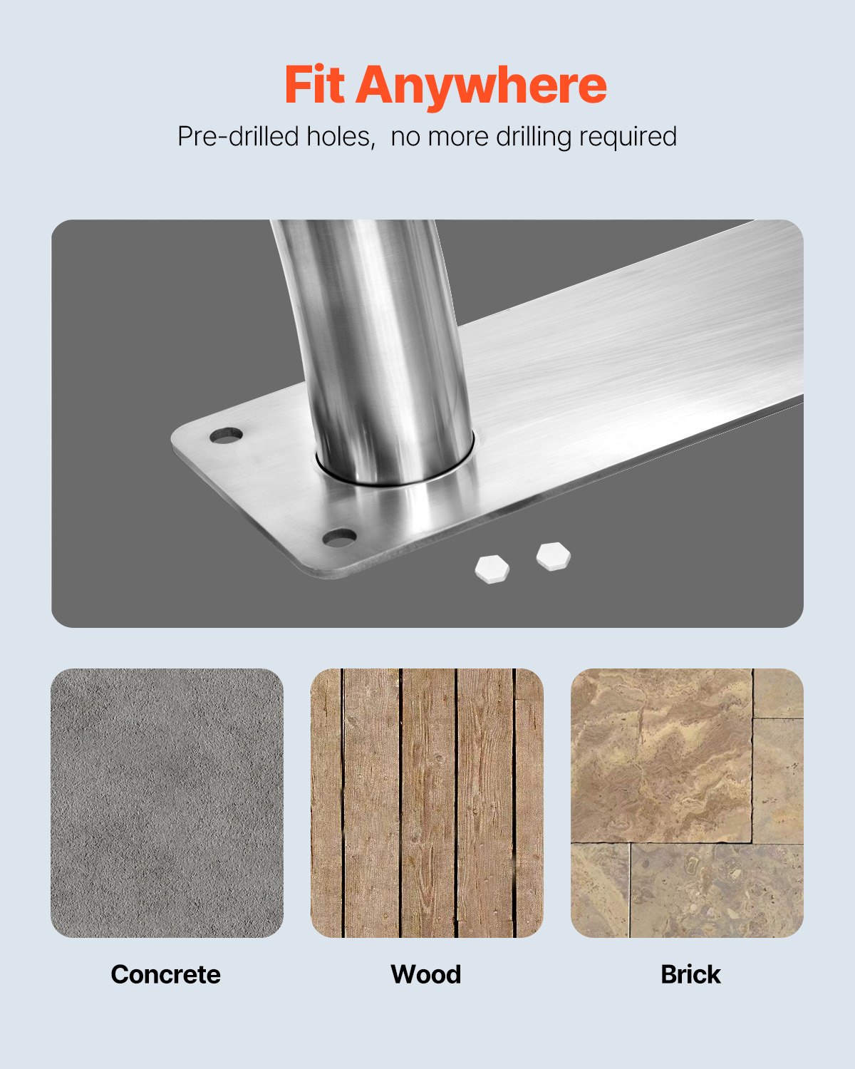 VEVOR Corrimano per Piscina in Acciaio Inox da 76,2x76,2 cm, Capacità 170 kg per Piscina Scala Corrimano con Copertura dell'Impugnatura in Nylon da 50 cm, Maniglione per Piscina Spa Parco Acquatico