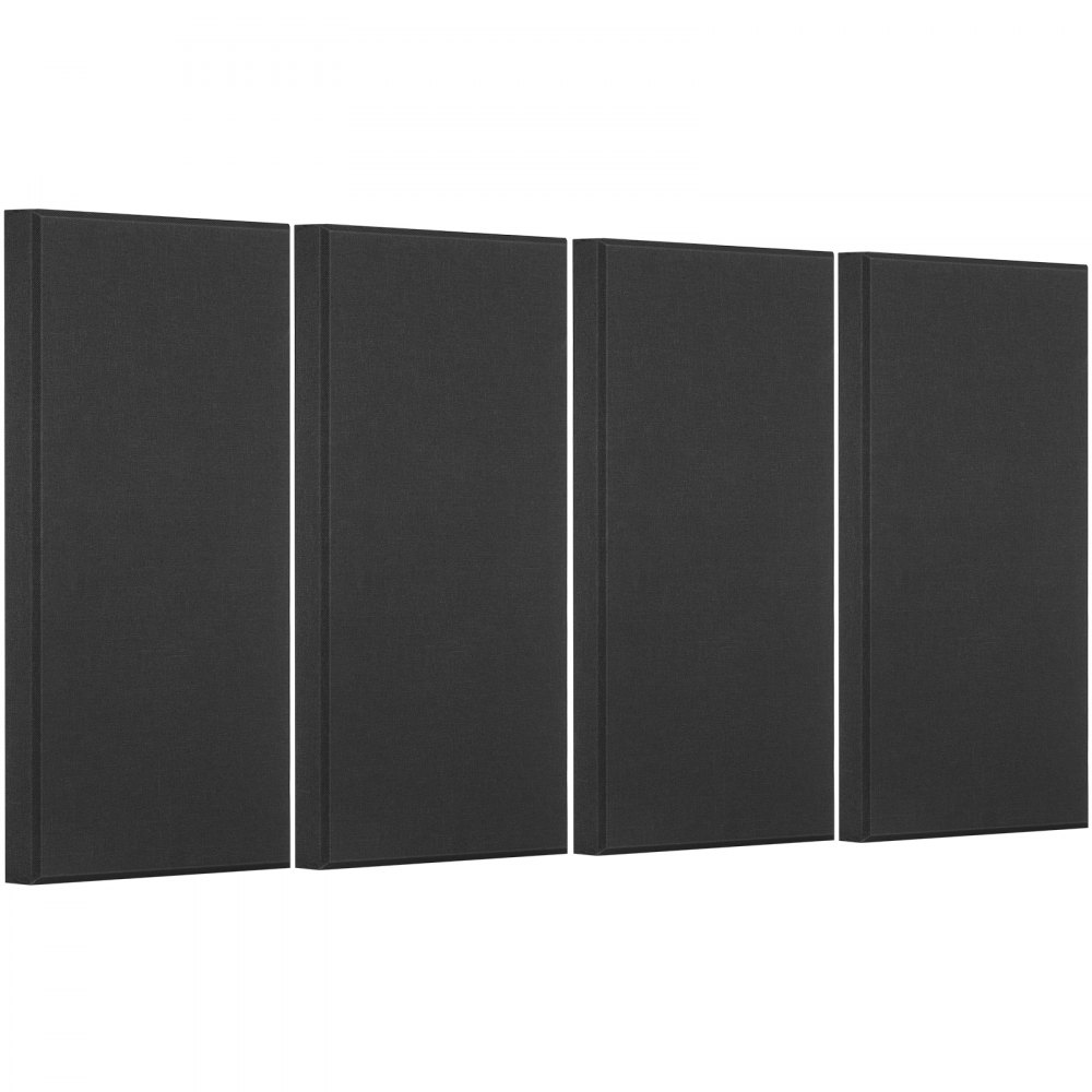 VEVOR Pannelli Acustici Murali Fonoassorbenti Autoadesivi, Pannelli Fonoassorbenti in Fibra di Vetro Bianca 4,36 kg, per Studi, Uffici, Sale Riunioni, 4 Pezzi 600 x 300 x 50 mm, Nero