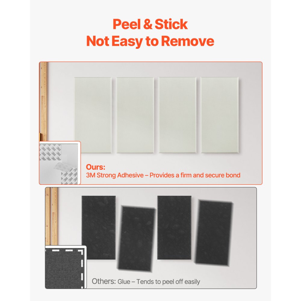 VEVOR Pannelli Acustici Murali Fonoassorbenti Autoadesivi, Pannelli Fonoassorbenti in Fibra di Vetro Bianca 4,36 kg, per Studi, Uffici, Sale Riunioni, 4 Pezzi 600 x 300 x 50 mm, Beige