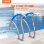 VEVOR Corrimano per Piscina, Confezione 2, Ringhiera per Piscina 762 x 762 mm Acciaio Inossidabile con Piastra di Base per Piscine Interne Esterne, Ringhiera di Sicurezza per Piscina, Bianco Argento