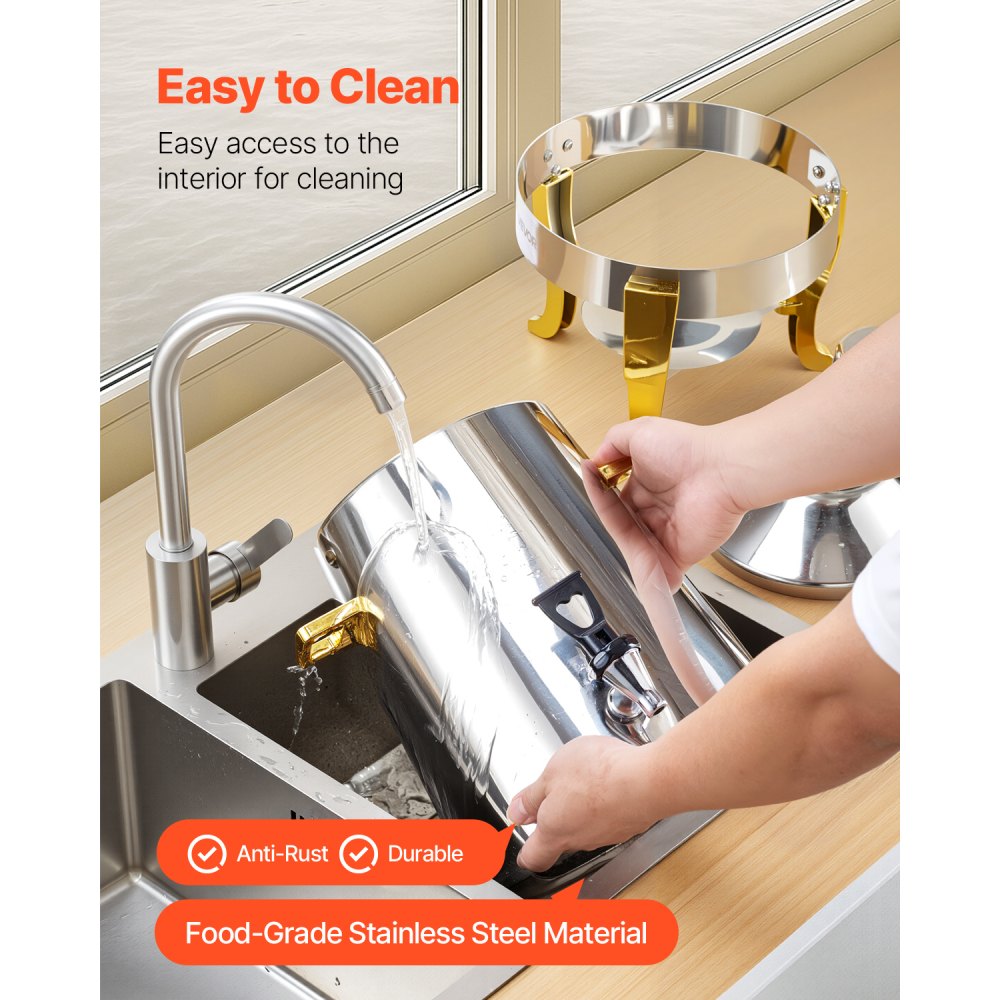 VEVOR Distributore di Bevande, 13 L per Feste, Contenitore di Succhi in Acciaio Inox con Bruciatore ad Alcol, Bevande Calde e Fredde con Rubinetto per Caffè, Tè, Acqua Calda, per Ristoranti Hotel