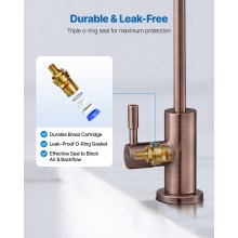 VEVOR Rubinetto in Acciaio Inox, per Acqua Potabile Senza Piombo, Rubinetto a Osmosi Inversa con Valvola in Ottone Massiccio, con Filtro per Acqua per Lavello da Cucina, Bronzo Antico